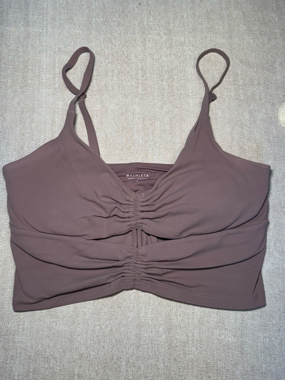 Athleta Dusty Mauve Ruched Front Bralette